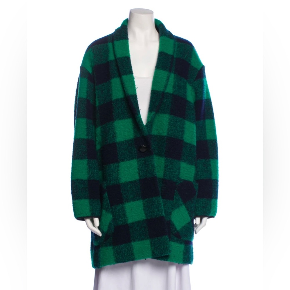 Isabel Marant Green Plaid Virgin Wool Jacket Coat FR40 / US 8
